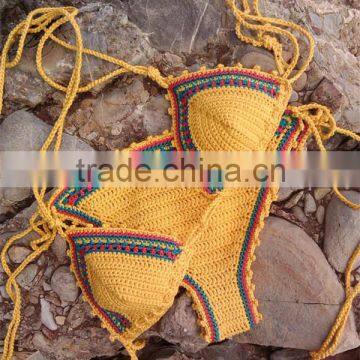 Crochet women bikini top,handmade bikini costume series in summer on the beach.