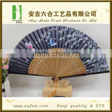 Japanese style silk bamboo fan with butterfly