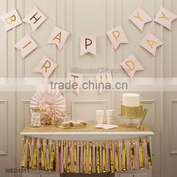 HAPPY Birthday gold letter paper string flag birthday party decorations kids party decoration