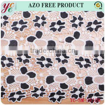 New pattern woven hollow out simple black and white flower water soluble lace fabric embroidery for weedibng