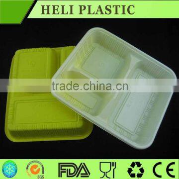 Disposable plastic food container for restaurant takeout box