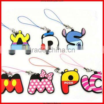 Beautiful cheap cartoon Alphabet key chain ring /key finder/keychain