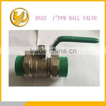 DN32 size 1" brass ball valve ,full flow double PPR connection flat lever