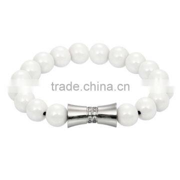 white ceramic bead wrist band/zirconia ceramic beaded bracelet China supplier/unique design ceramic jewelry