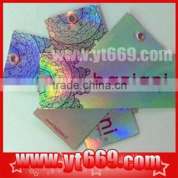 Iron hole silk screen printing hologram hang tag
