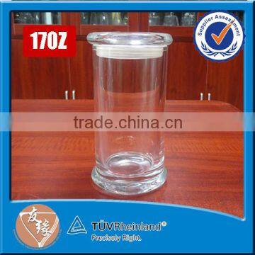 High flint glass 480ml clear glass storage jar with lid