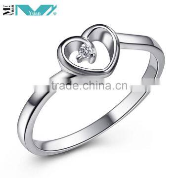 Women Gift White Zircon Heart 925 Sterling Silver Fashion Ring photo-2