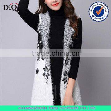 fashion jacquard knitting womens sleeveless cardigan sweater vest