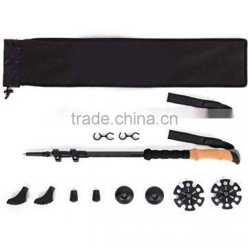 4 Seasons Accessories Quick and Easy Lock Cork Handle Carry Bag 100% Carbon Fiber Trekking Poles Walking Stick photo-2