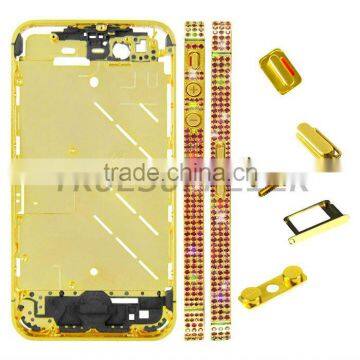 For Luxury iPhone 4S Megenta Diamond Middle Plate Housing Faceplates Gold