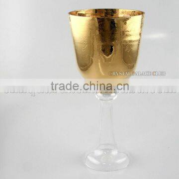 24k gold quartz crystal singing Grail with handle and design