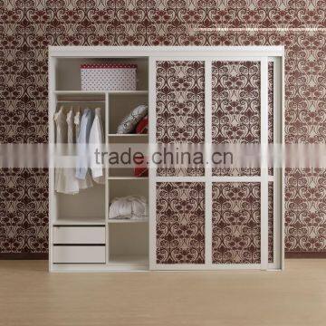 Artificial Leather Sliding Door Wooden Bedroom Closet