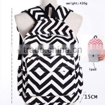 Wholesale canvas materials chevron backpack teenage