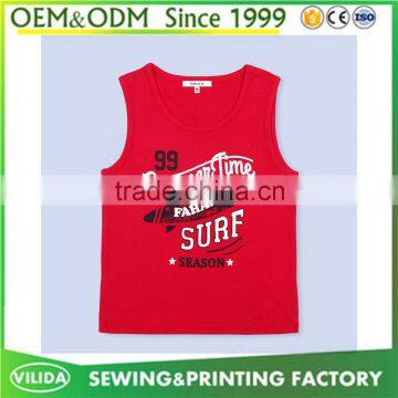 Factory price fashion boys sleeveless t shirt childrens boys printing vest