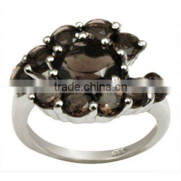 designer black ring, 925 silver ring for girls, smokey ring design in silver