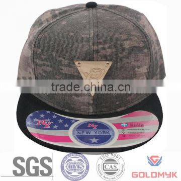 Camo snapback cap with custom made logo