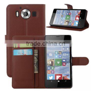 Best selling products lychee pu leather case with wallet and card slots wallet case for microsoft lumia 950 made in china