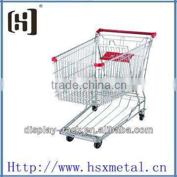 chrome metal supermarket cart /shopping cart with castor /shopping cart with seat HSX-S504