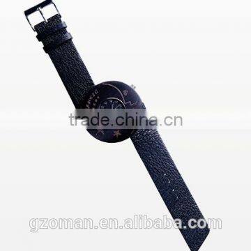 wood leather man watch