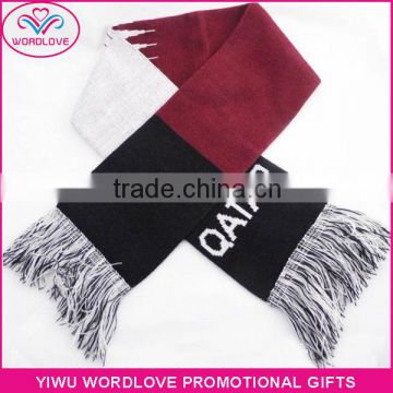 wholesale high quality jacquard custom acrylic pattern football fans knitted scarf for 2016 EU Cup