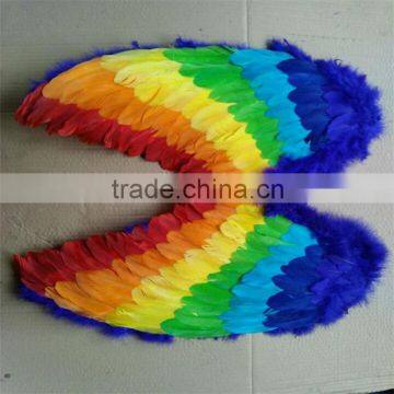 Newest Design High Quality Fancy Dress Party Rainbow Feather Wings photo-2