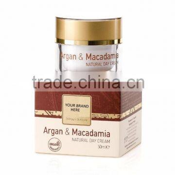 Day Face Cream With Argan and Macadamia Bio Oils, Natural Cosmetic Products - 50 ml. Private Label Available. Made in EU