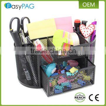 Metal material made modern fancy colorful wire mesh office desk organizer