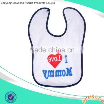 front 100% cotton, back PVC material baby bib