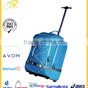 ISO9001 audit trolley school backbag, girl school backpack on wheels