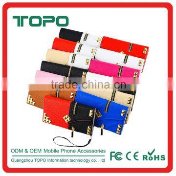 Wholesale Rivet Bling Bling Wallet Case for Iphone 6 Leather Voltage Holster Card Zipper Flip Cover Case for Iphone 6s Plus photo-2