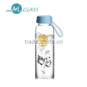 small drink bottle 300ml borosilicate small glass bottles with lids N6430