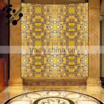 SMP24 Premium Decorative Mosaic Glass Pattern Staircase Backsplash Tiles Wholesale Mosaic Tile Gold Mosaic