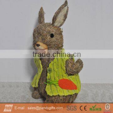 EASTER DECORATION 35CM GREEN JACKET BUNNY WITH EGG