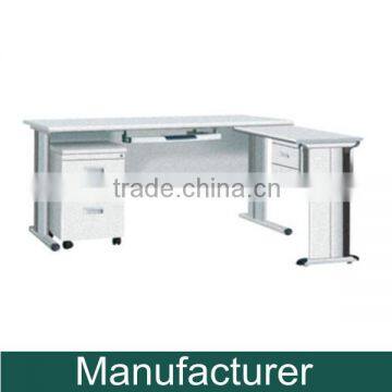 Steel L-Type Office Desk With Drawer Cabinet