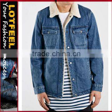 Unisex Denim Sherpa Jacket for man (LOTJ169)