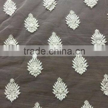 Cotton dyeable thread Embroidery Fabric of motif design