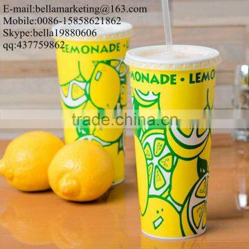 Plastic Lid with Straw Slot for 16, 20, and 24 oz. Tall Paper Lemonade Cup