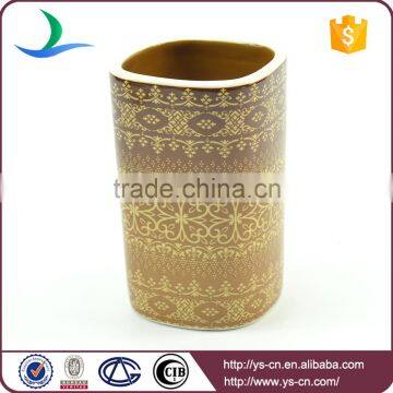 Brown Decal Glazed Classic Square Ceramic Bathroom Set photo-4