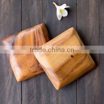 Set of 2 Handmade Square Wooden Plates photo-3