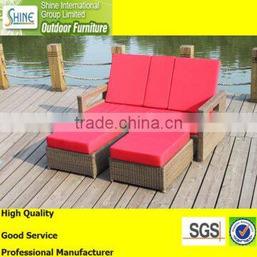 C812 Special Design Sectional Outdoor Footstool 3 Pcs PE Rattan Sofa Chair