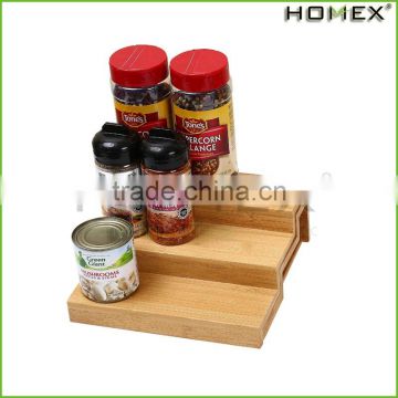 Bamboo Spice Rack Step Shelf Organizer Homex-BSCI Factory