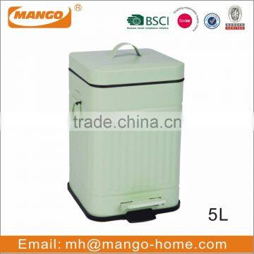 Square Ribs Pattern Step Galvanized Steel Metal Trash Can photo-3