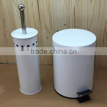 Colorful Metal Pedal Bin and Toilet Brush