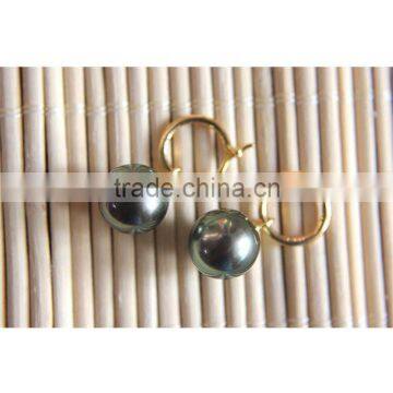 18K Gold 13-14mm Peacock Tahiti Pearl Earring Jewellery For Lady photo-4