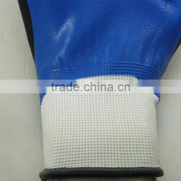 NMSAFETY EN388 3121 13 Gauge Knit Nylon Liner Double Coated Blue and Black Foam Nitrile on Palm Safety Work Gloves photo-3