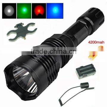 UniqueFire HS-802 white/red/green light CREE LED hunting torch light long range flashlight