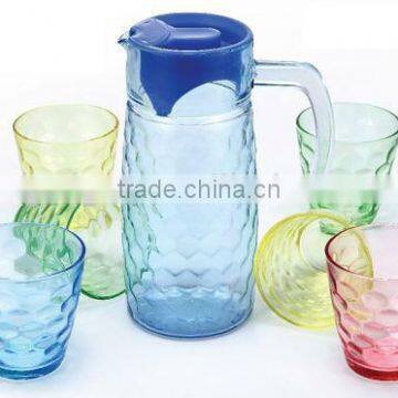 GH045 7pcs Glass Drinking Set with colorful spray