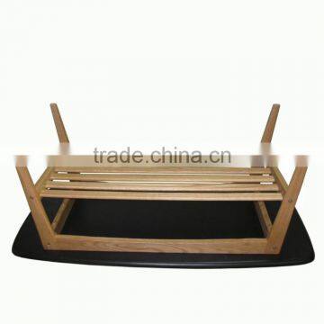 OAK Wood Oval Coffee Table With DARK Top photo-2