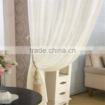 European Style Window Screening Sheer White Flocked Tulle Curtain for Bedroom Sitting Room photo-4