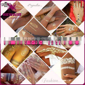 Summer Style Men Women Body Art Gold Metallic Tattoo Sticker photo-6